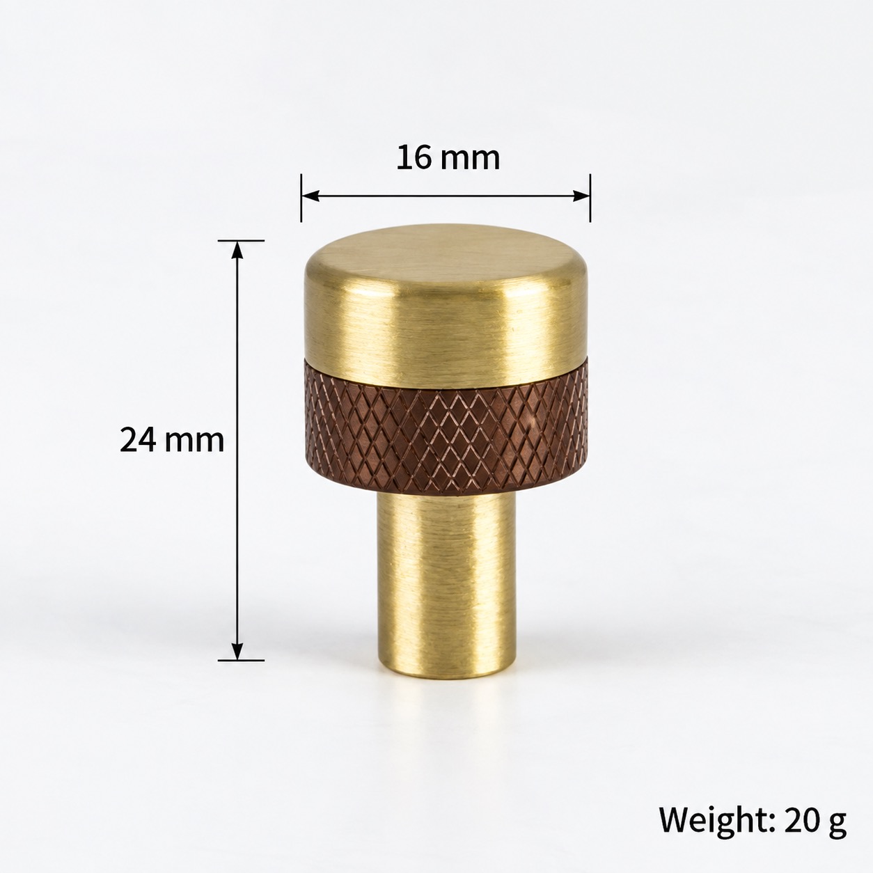 Modern Handles & Knobs T2633 in Solid brass for cabinets, wardrobes and furniture, product number T2633, T2633 - SKU variant - 16mm