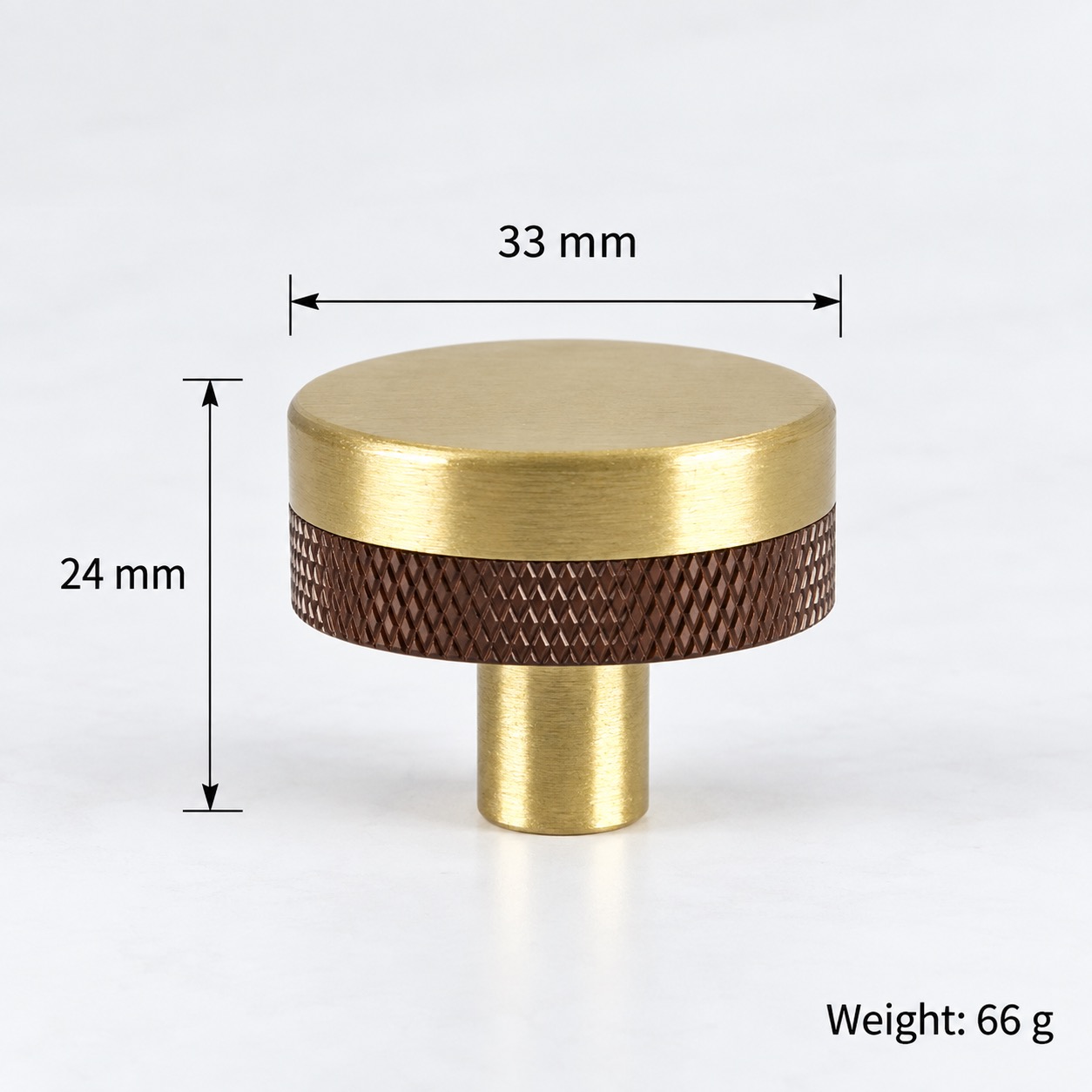 Modern Handles & Knobs T2633 in Solid brass for cabinets, wardrobes and furniture, product number T2633, T2633 - SKU variant - 33mm