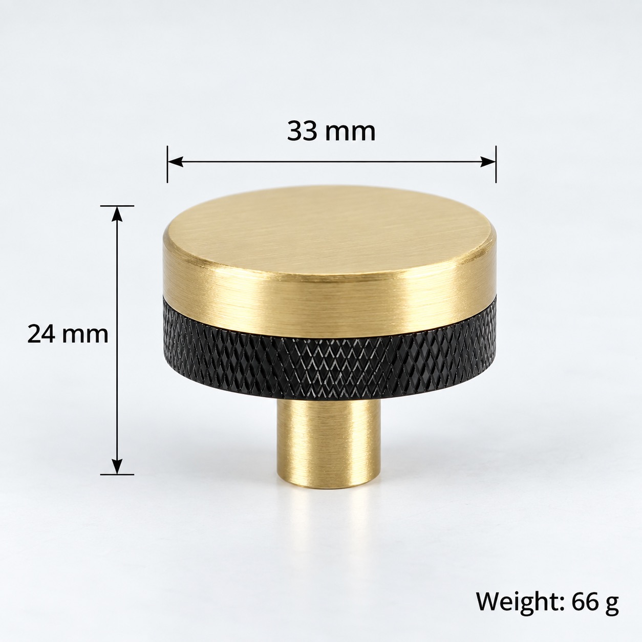 Modern Handles & Knobs T2633 in Solid brass for cabinets, wardrobes and furniture, product number T2633, T2633 - Black - 33mm