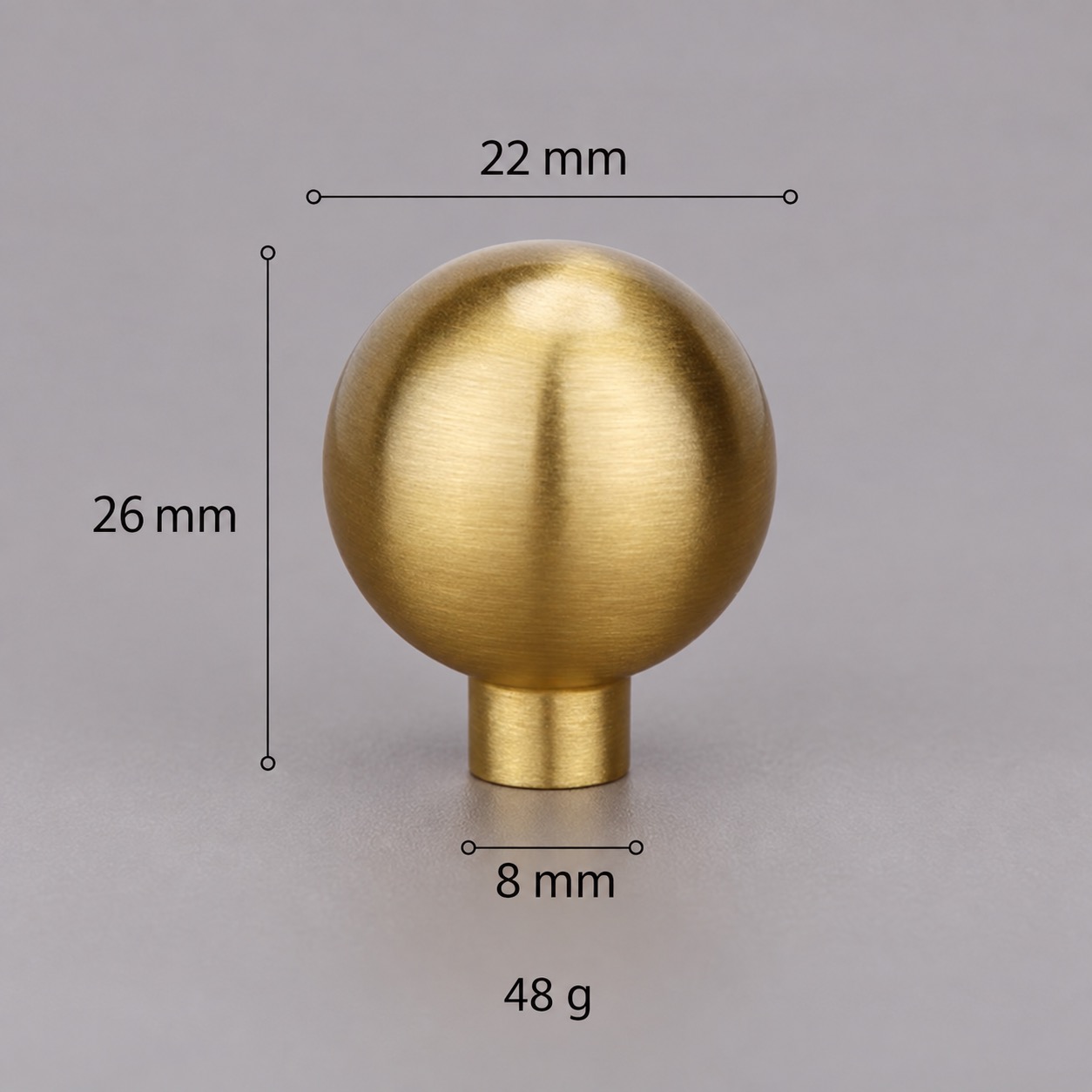 Modern Handles & Knobs T2640 in Solid brass for cabinets, wardrobes and furniture, product number T2640, T2640 - Matte - 22mm
