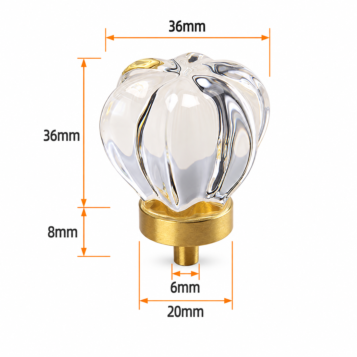 Modern Handles & Knobs T2655 in Solid brass for cabinets, wardrobes and furniture, product number T2655, T2655 - Clear crown