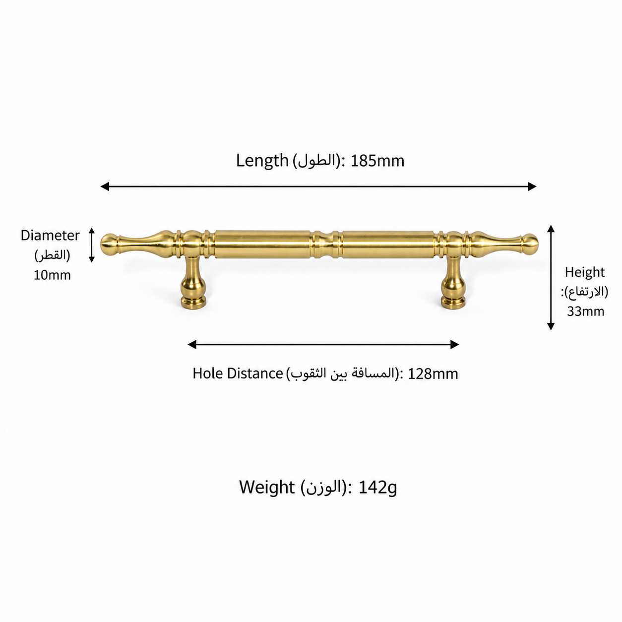 Modern Handles & Knobs T2914 in Solid brass for cabinets, wardrobes and furniture, product number T2914, T2914 - 185mm