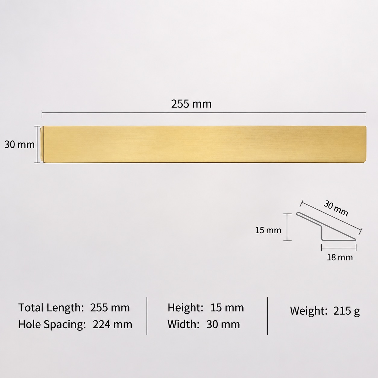 Modern Handles & Knobs T2919 in Solid brass for cabinets, wardrobes and furniture, product number T2919, T2919 - Matte - 255mm