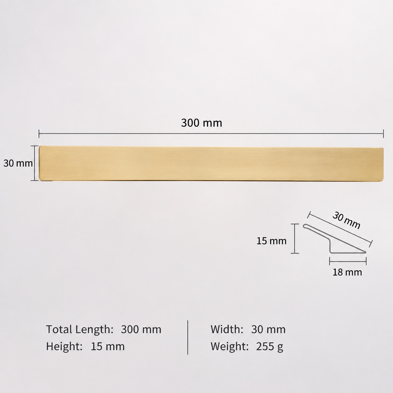 Modern Handles & Knobs T2919 in Solid brass for cabinets, wardrobes and furniture, product number T2919, T2919 - Matte - 300mm