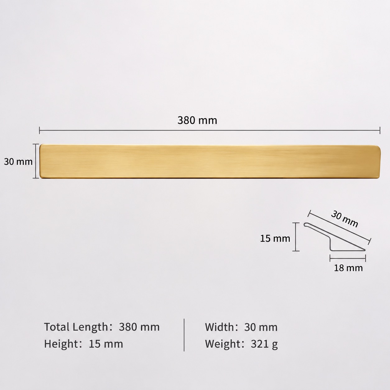 Modern Handles & Knobs T2919 in Solid brass for cabinets, wardrobes and furniture, product number T2919, T2919 - Matte - 380mm