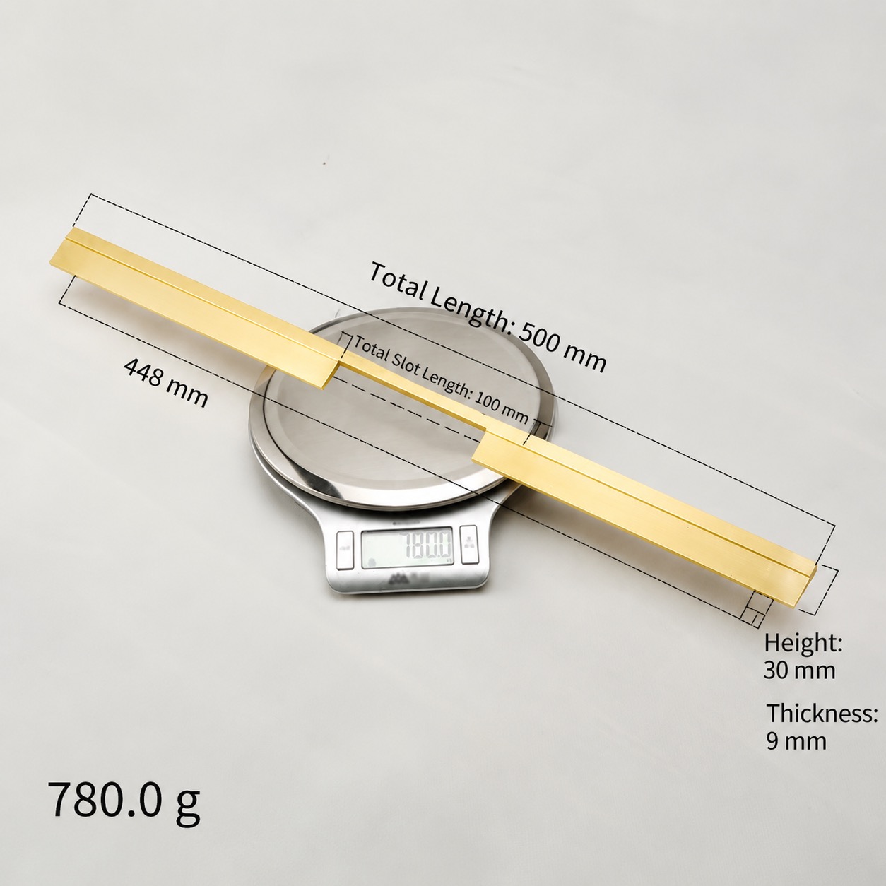 Modern Handles & Knobs T2921 in Solid brass for cabinets, wardrobes and furniture, product number T2921, T2921 - Matte - 500mm