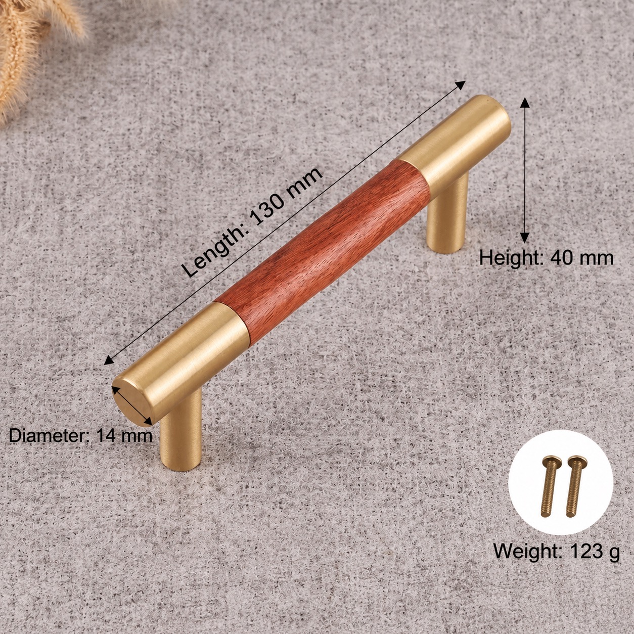 Modern Handles & Knobs T2928 in Solid brass for cabinets, wardrobes and furniture, product number T2928, T2928 - Rosewood Matte - 130mm