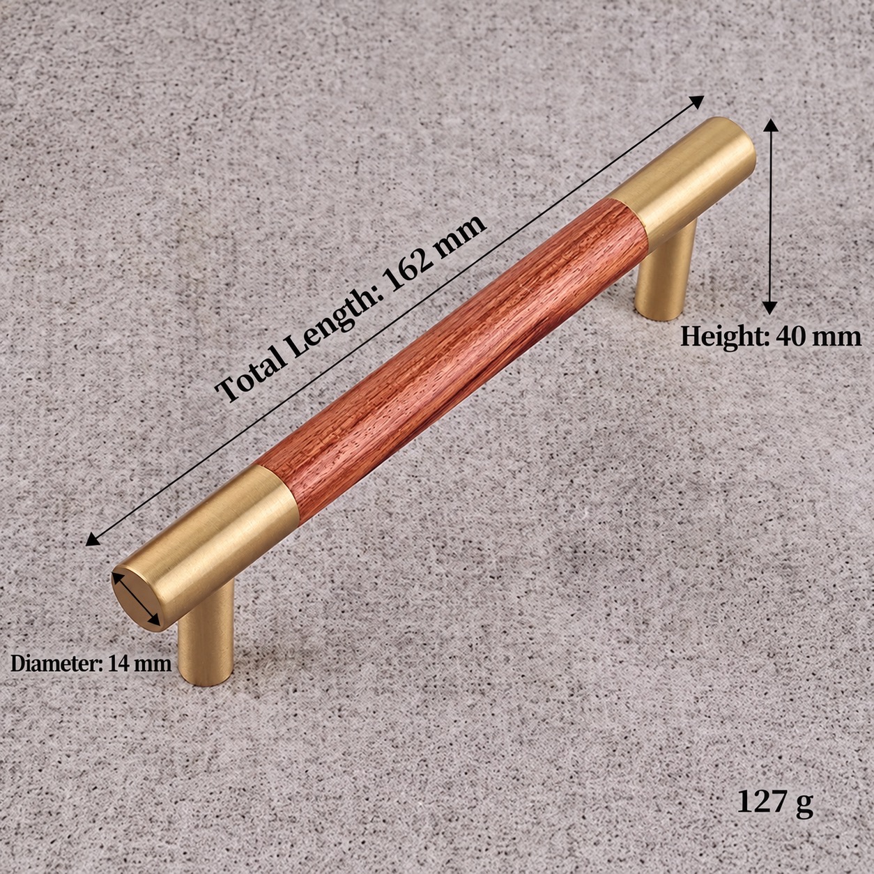 Modern Handles & Knobs T2928 in Solid brass for cabinets, wardrobes and furniture, product number T2928, T2928 - Rosewood Matte - 162mm