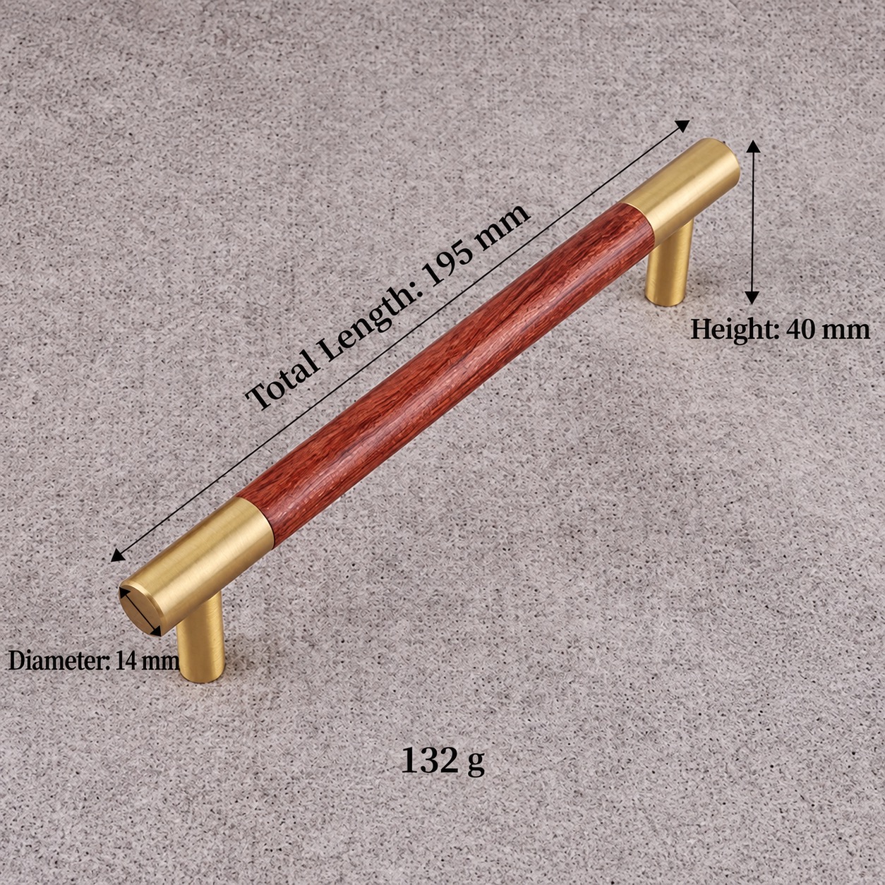 Modern Handles & Knobs T2928 in Solid brass for cabinets, wardrobes and furniture, product number T2928, T2928 - Rosewood Matte - 195mm