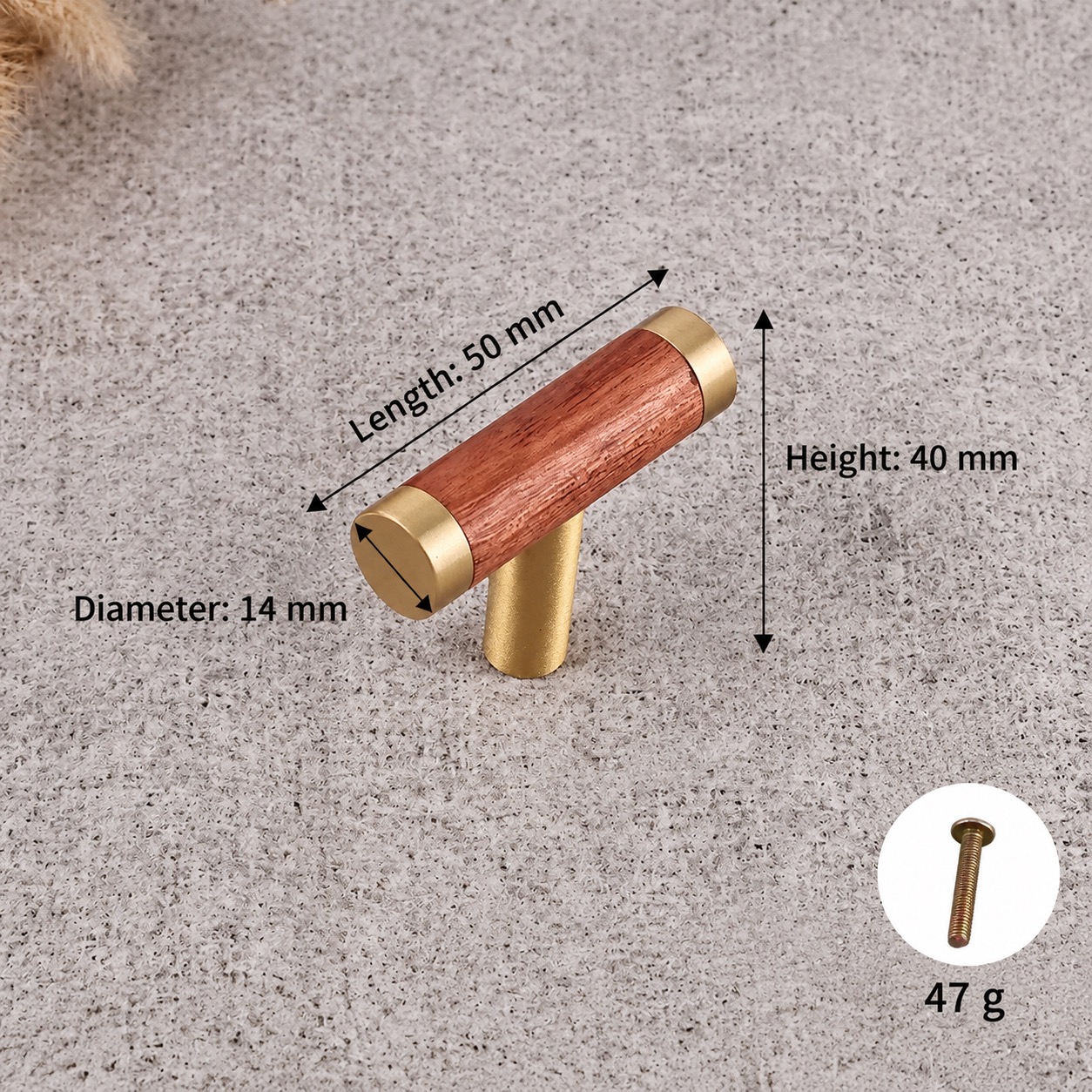 Modern Handles & Knobs T2928 in Solid brass for cabinets, wardrobes and furniture, product number T2928, T2928 - Rosewood Matte - 50mm