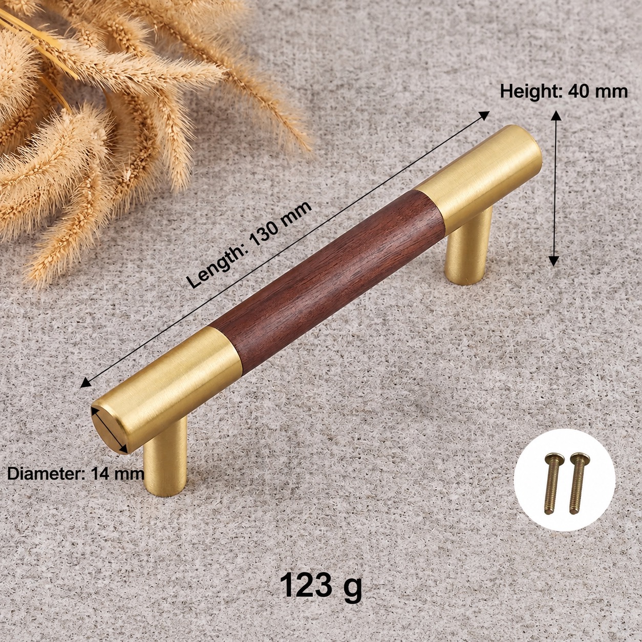 Modern Handles & Knobs T2928 in Solid brass for cabinets, wardrobes and furniture, product number T2928, T2928 - Black walnut Matte - 130mm