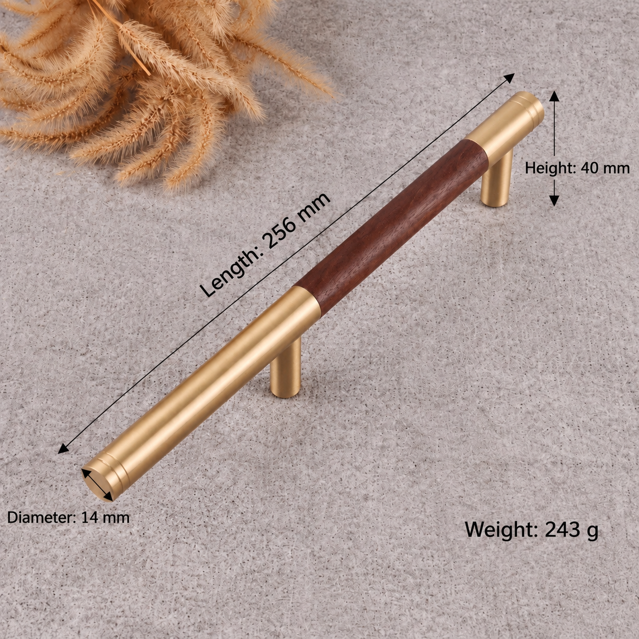 Modern Handles & Knobs T2928 in Solid brass for cabinets, wardrobes and furniture, product number T2928, T2928 - Black walnut Matte - 256mm