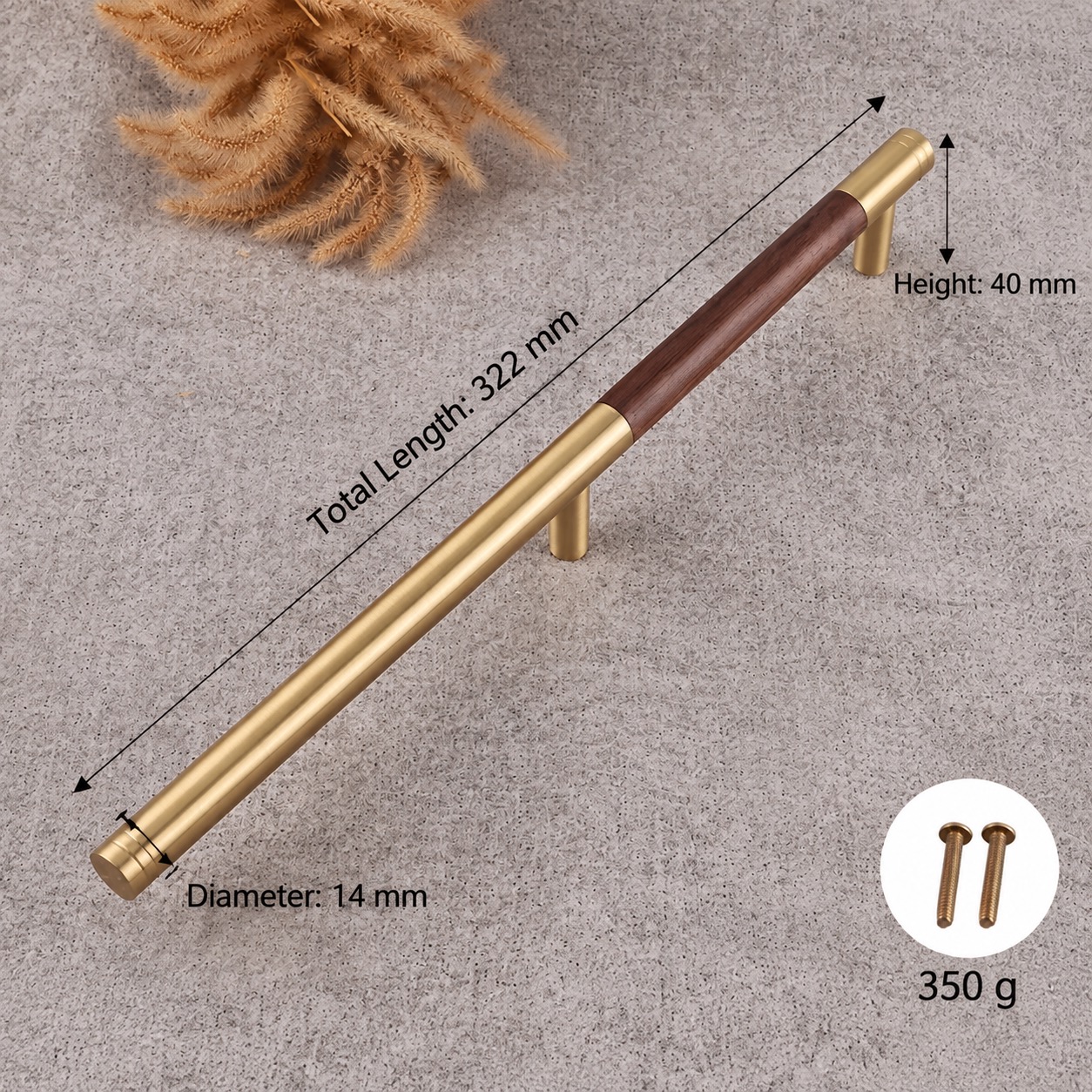 Modern Handles & Knobs T2928 in Solid brass for cabinets, wardrobes and furniture, product number T2928, T2928 - Black walnut Matte - 322mm