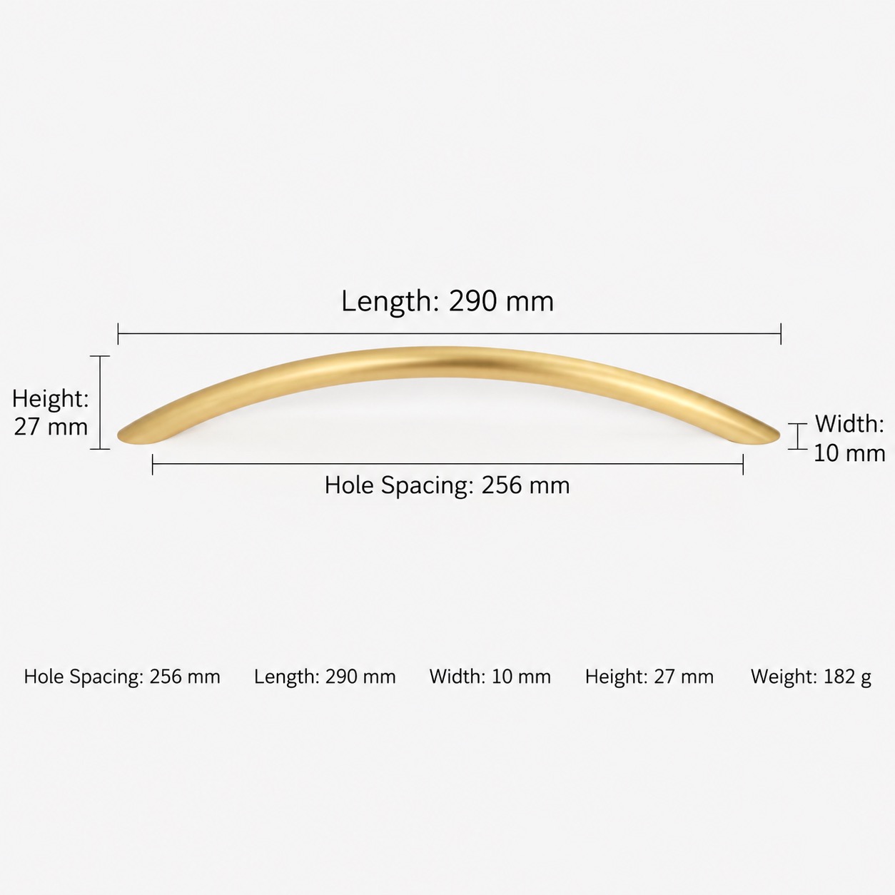 Modern Handles & Knobs T2929 in Solid brass for cabinets, wardrobes and furniture, product number T2929, T2929 - Matte - 290mm