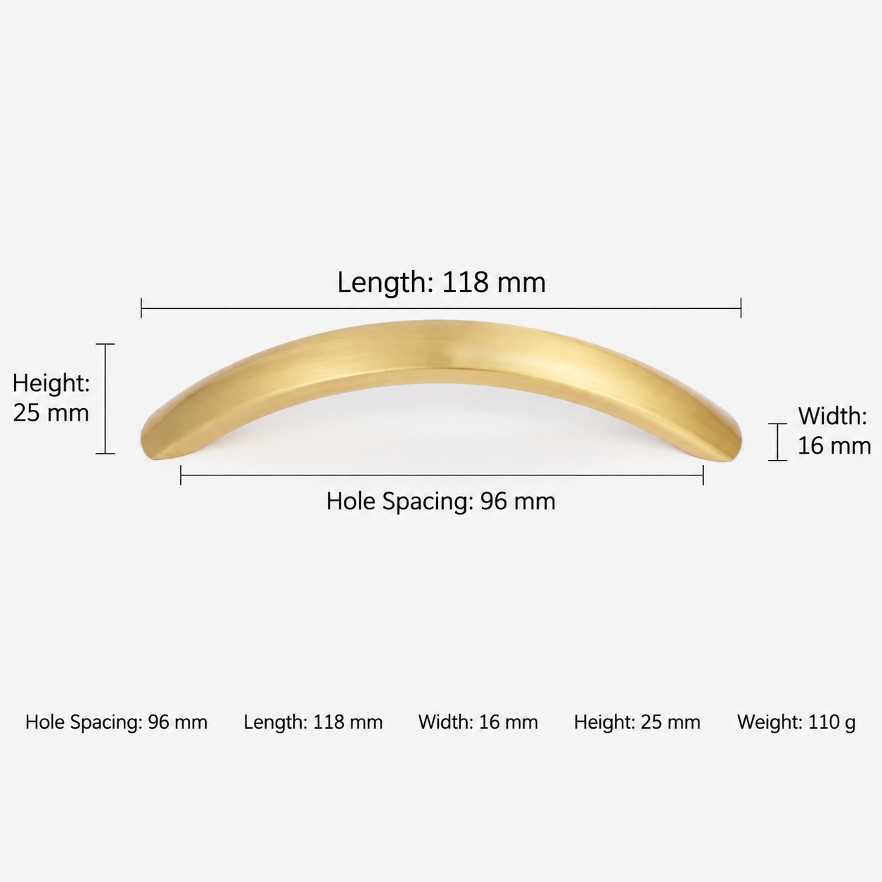 Modern Handles & Knobs T2930 in Solid brass for cabinets, wardrobes and furniture, product number T2930, T2930 - Matte - 118mm