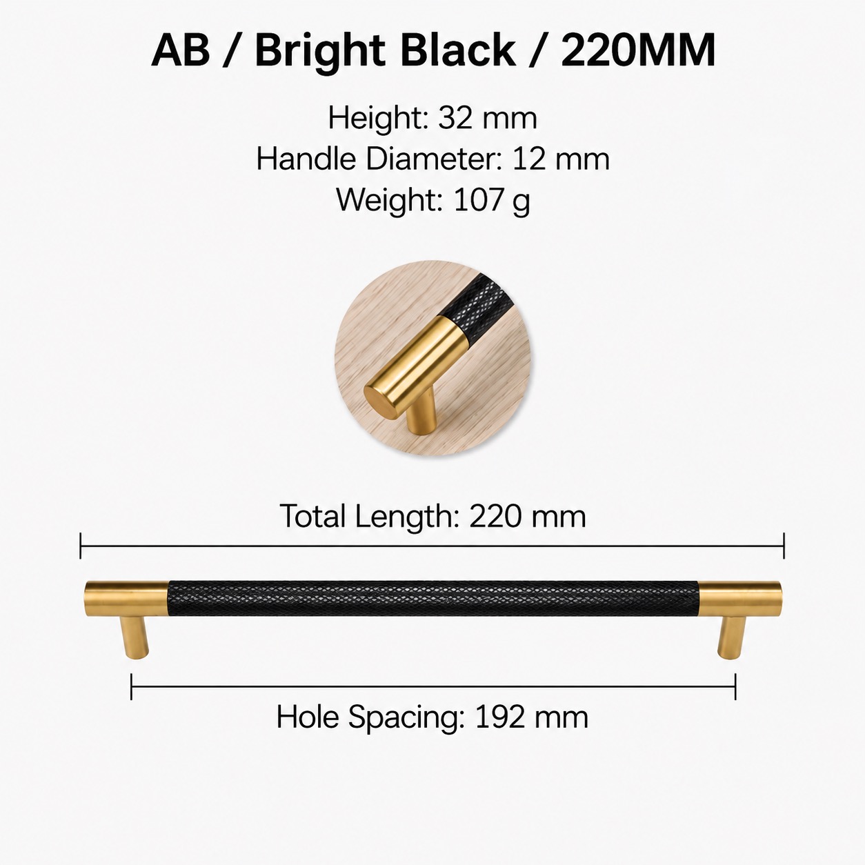 Modern Handles & Knobs T2933 in Solid brass for cabinets, wardrobes and furniture, product number T2933, T2933 - Polished black BStyle - 220mm
