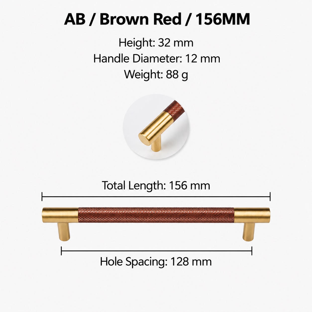 Modern Handles & Knobs T2933 in Solid brass for cabinets, wardrobes and furniture, product number T2933, T2933 - Chestnut AStyle - 156mm