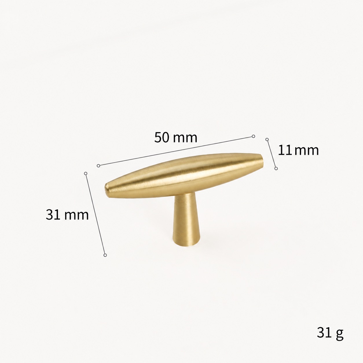 Modern Handles & Knobs T2936 in Solid brass for cabinets, wardrobes and furniture, product number T2936, T2936 - Matte - 50mm