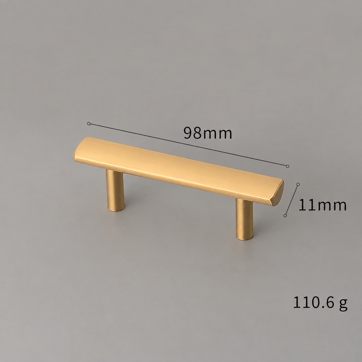 Modern Handles & Knobs T2937 in Solid brass for cabinets, wardrobes and furniture, product number T2937, T2937 - Matte - 98mm