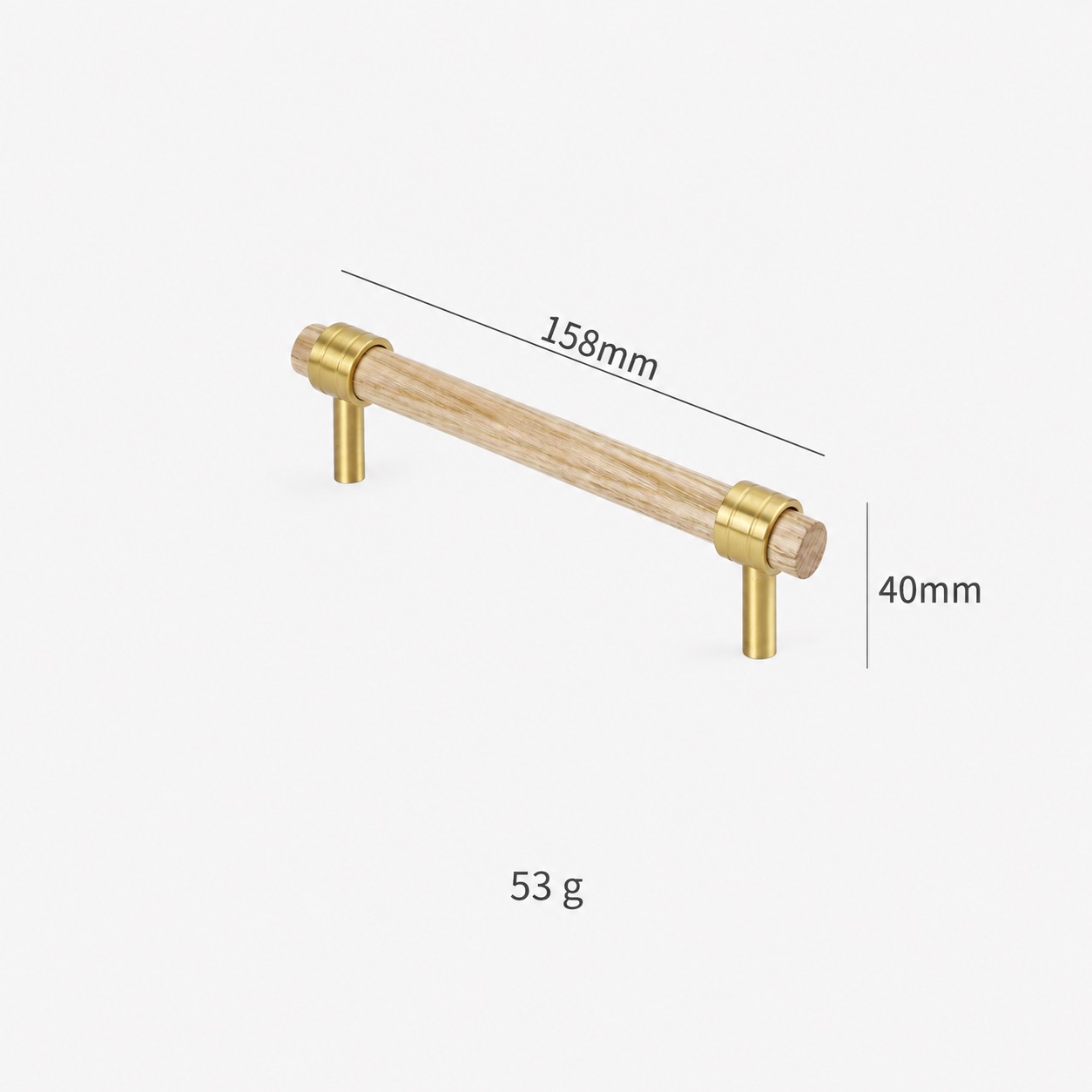 Modern Handles & Knobs T2940 in Solid brass for cabinets, wardrobes and furniture, product number T2940, T2940 - Matte Ash wood - 158mm