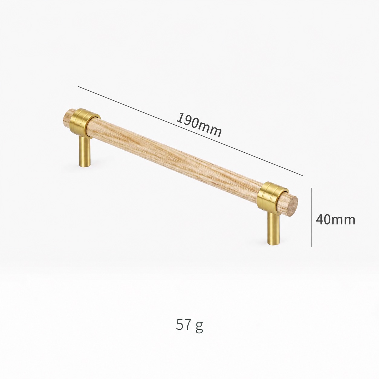 Modern Handles & Knobs T2940 in Solid brass for cabinets, wardrobes and furniture, product number T2940, T2940 - Matte Ash wood - 190mm