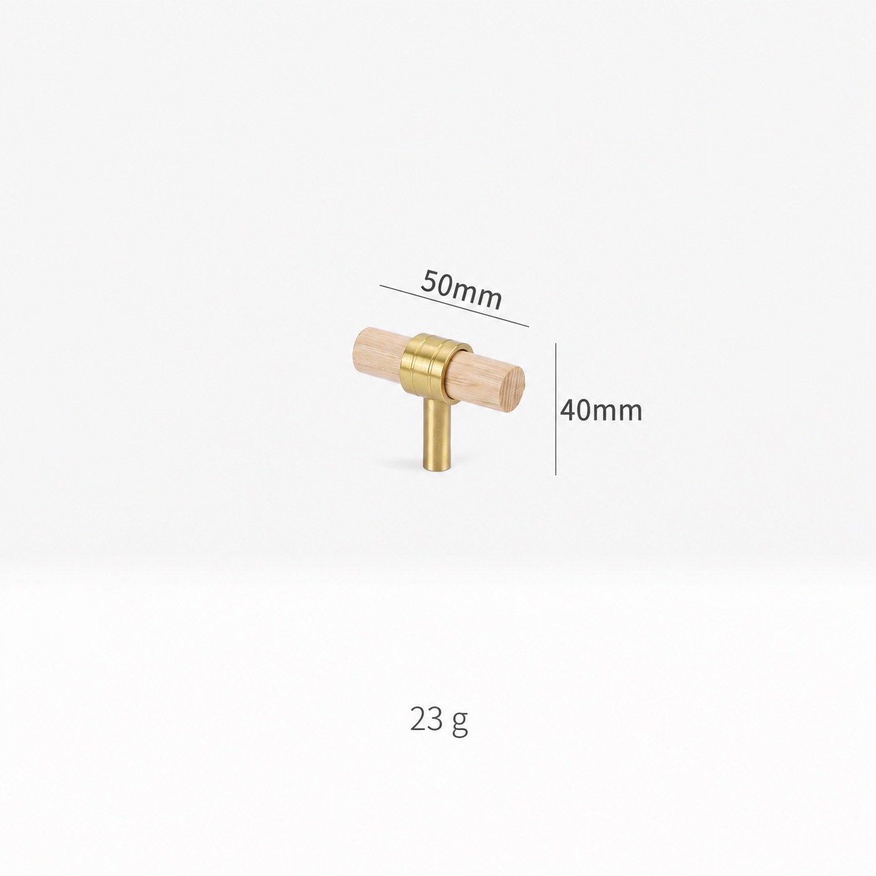 Modern Handles & Knobs T2940 in Solid brass for cabinets, wardrobes and furniture, product number T2940, T2940 - Matte Ash wood - 50mm