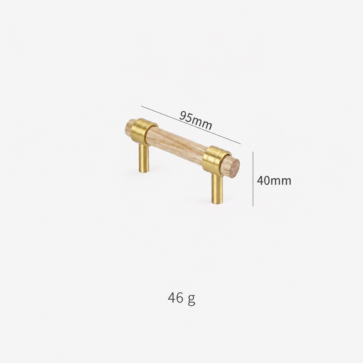 Modern Handles & Knobs T2940 in Solid brass for cabinets, wardrobes and furniture, product number T2940, T2940 - Matte Ash wood - 95mm