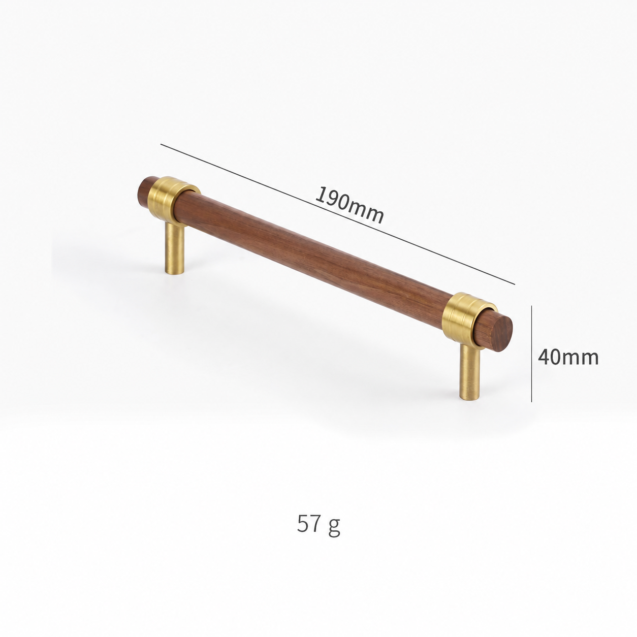 Modern Handles & Knobs T2940 in Solid brass for cabinets, wardrobes and furniture, product number T2940, T2940 - Matte Black walnut - 190mm