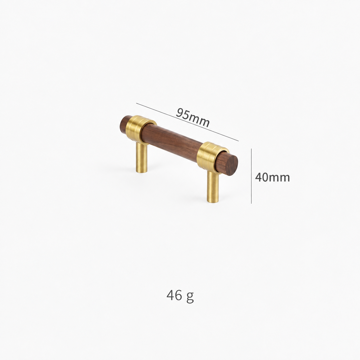 Modern Handles & Knobs T2940 in Solid brass for cabinets, wardrobes and furniture, product number T2940, T2940 - Matte Black walnut - 95mm