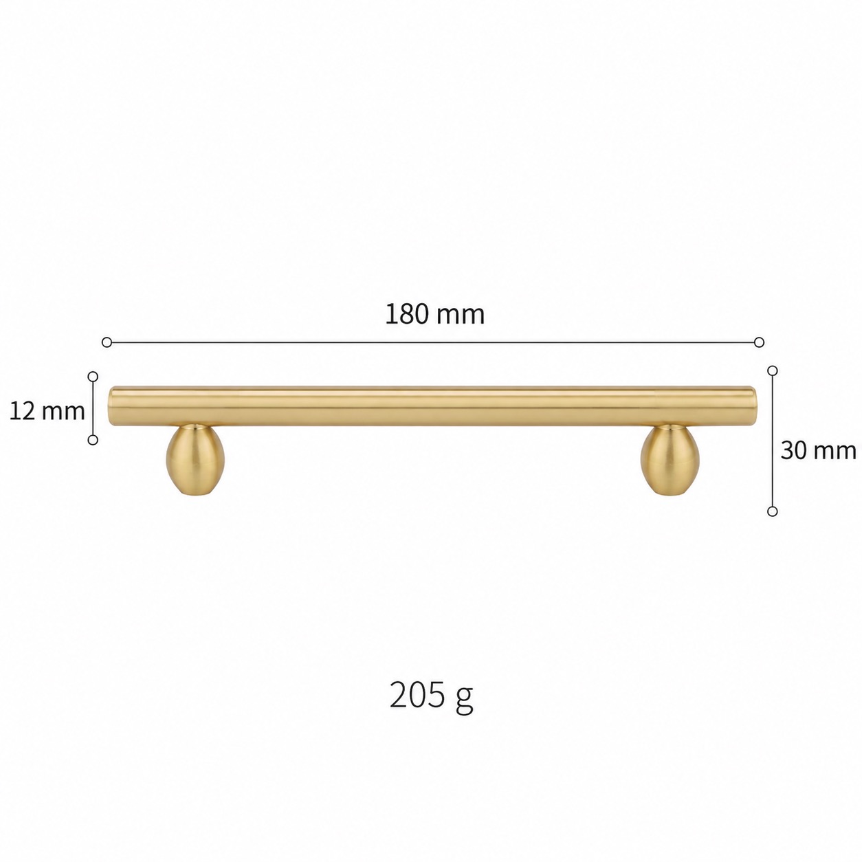 Modern Handles & Knobs T2941 in Solid brass for cabinets, wardrobes and furniture, product number T2941, T2941 - Matte - 180mm