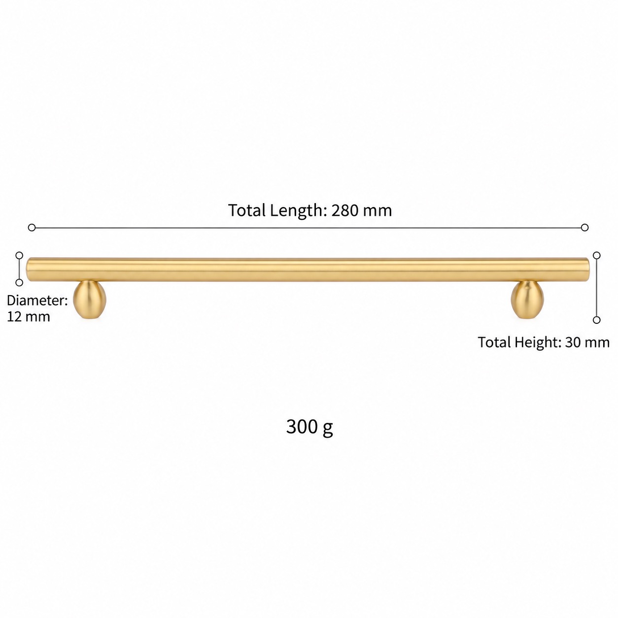 Modern Handles & Knobs T2941 in Solid brass for cabinets, wardrobes and furniture, product number T2941, T2941 - Matte - 280mm