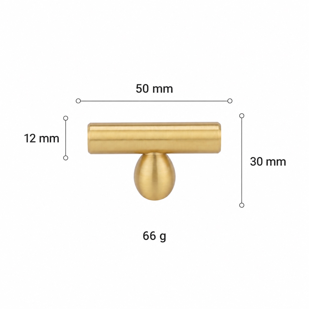Modern Handles & Knobs T2941 in Solid brass for cabinets, wardrobes and furniture, product number T2941, T2941 - Matte - 50mm