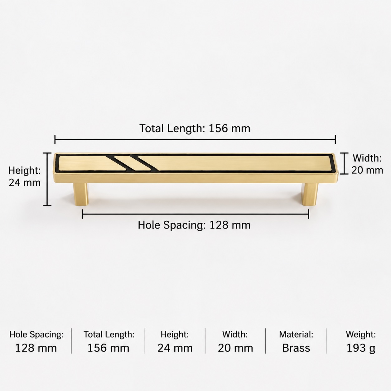 Modern Handles & Knobs T2943 in Solid brass for cabinets, wardrobes and furniture, product number T2943, T2943 - Matte - 156mm