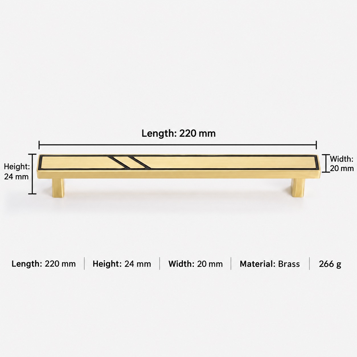 Modern Handles & Knobs T2943 in Solid brass for cabinets, wardrobes and furniture, product number T2943, T2943 - Matte - 220mm