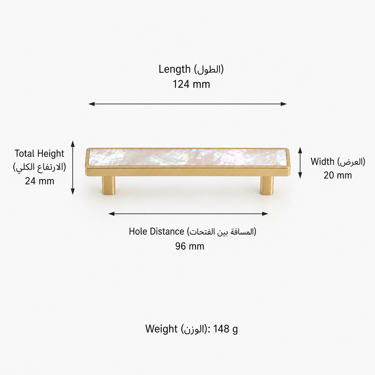 Modern Handles & Knobs T2946 in Solid brass for cabinets, wardrobes and furniture, product number T2946, T2946 - White - 124mm