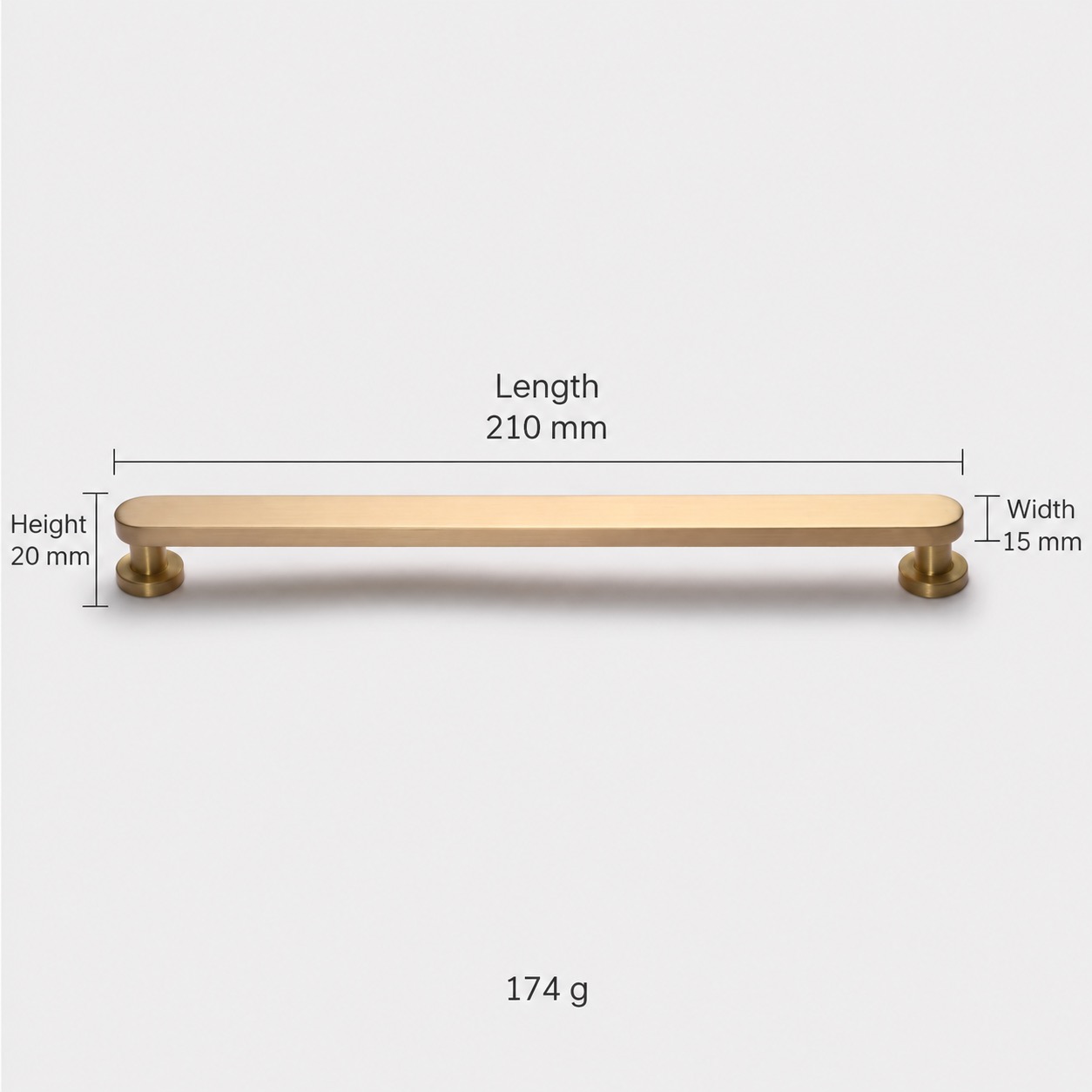 Modern Handles & Knobs T2948 in Solid brass for cabinets, wardrobes and furniture, product number T2948, T2948 - Matte - 210mm