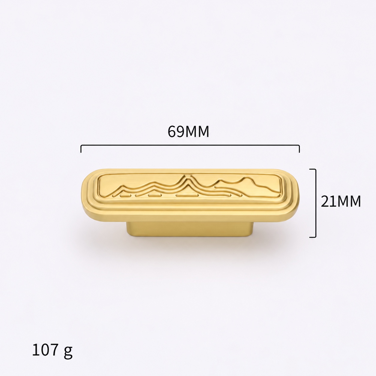 Modern Handles & Knobs T2984 in Solid brass for cabinets, wardrobes and furniture, product number T2984, T2984 - Brass - 69mm