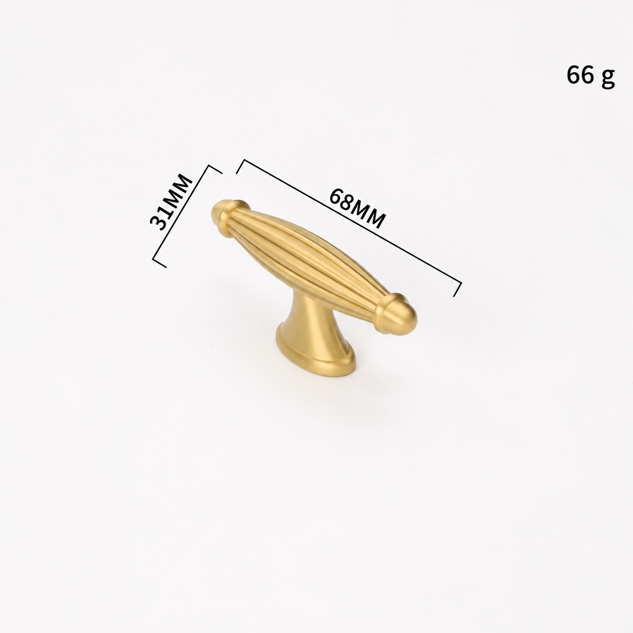 Modern Handles & Knobs T2985 in Solid brass for cabinets, wardrobes and furniture, product number T2985, T2985 - Matte - 68mm