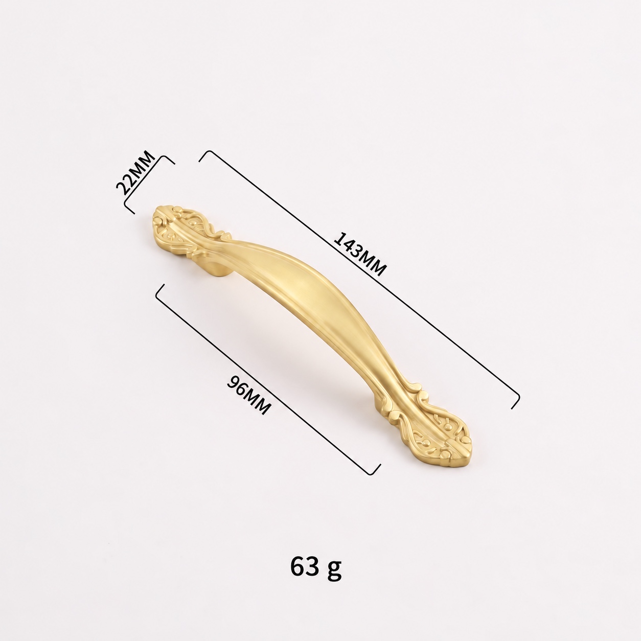 Modern Handles & Knobs T2986 in Solid brass for cabinets, wardrobes and furniture, product number T2986, T2986 - Matte - 143mm