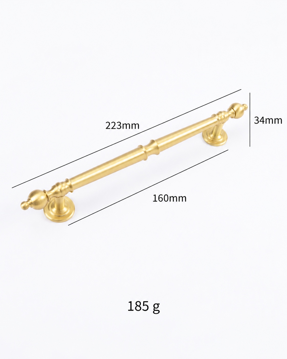 Modern Handles & Knobs T2987 in Solid brass for cabinets, wardrobes and furniture, product number T2987, T2987 - Matte - 223mm