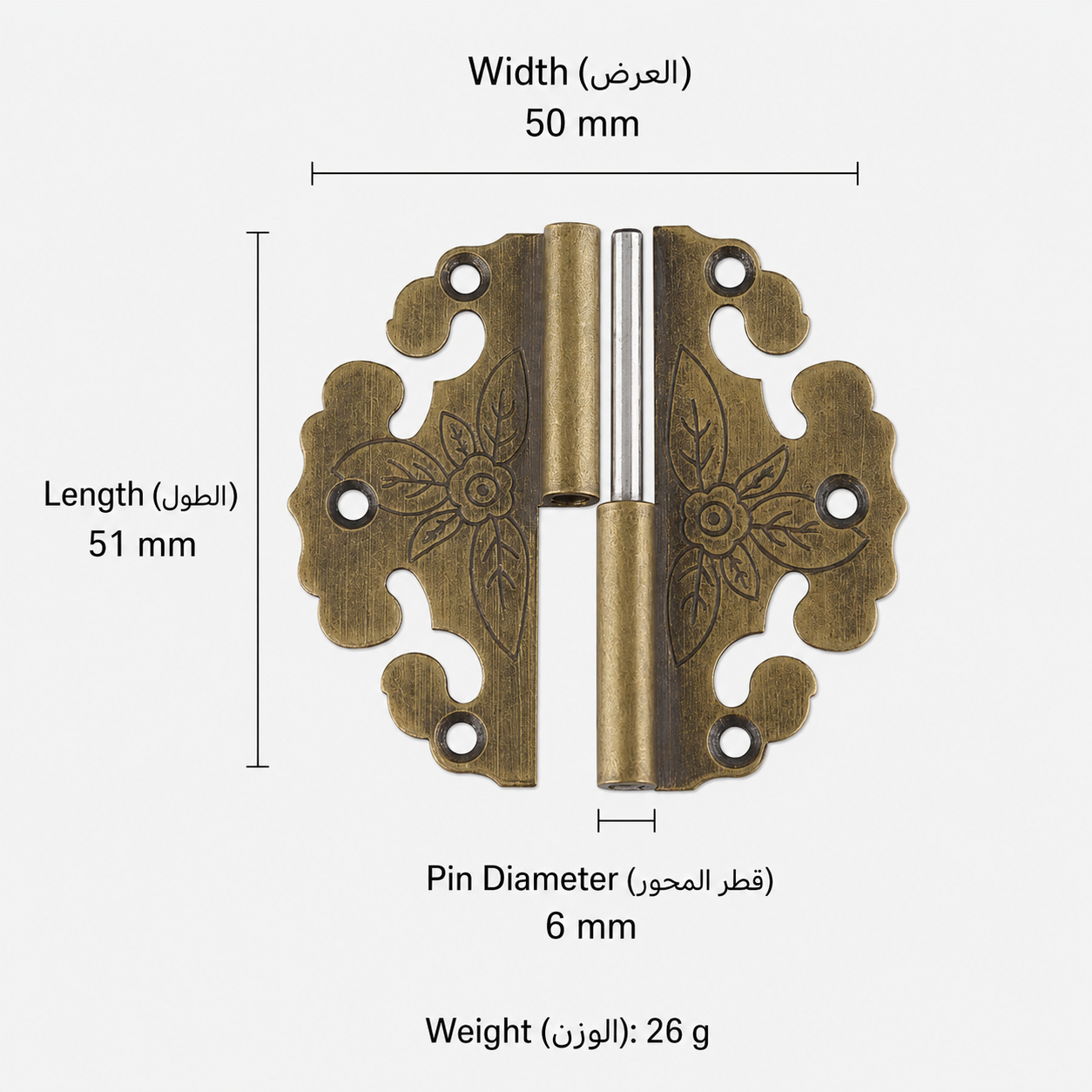 Bolts & Hinges T3512 in Solid brass for doors and furniture hardware, product number T3512, T3512 - Antique bronze Right side - 51mm