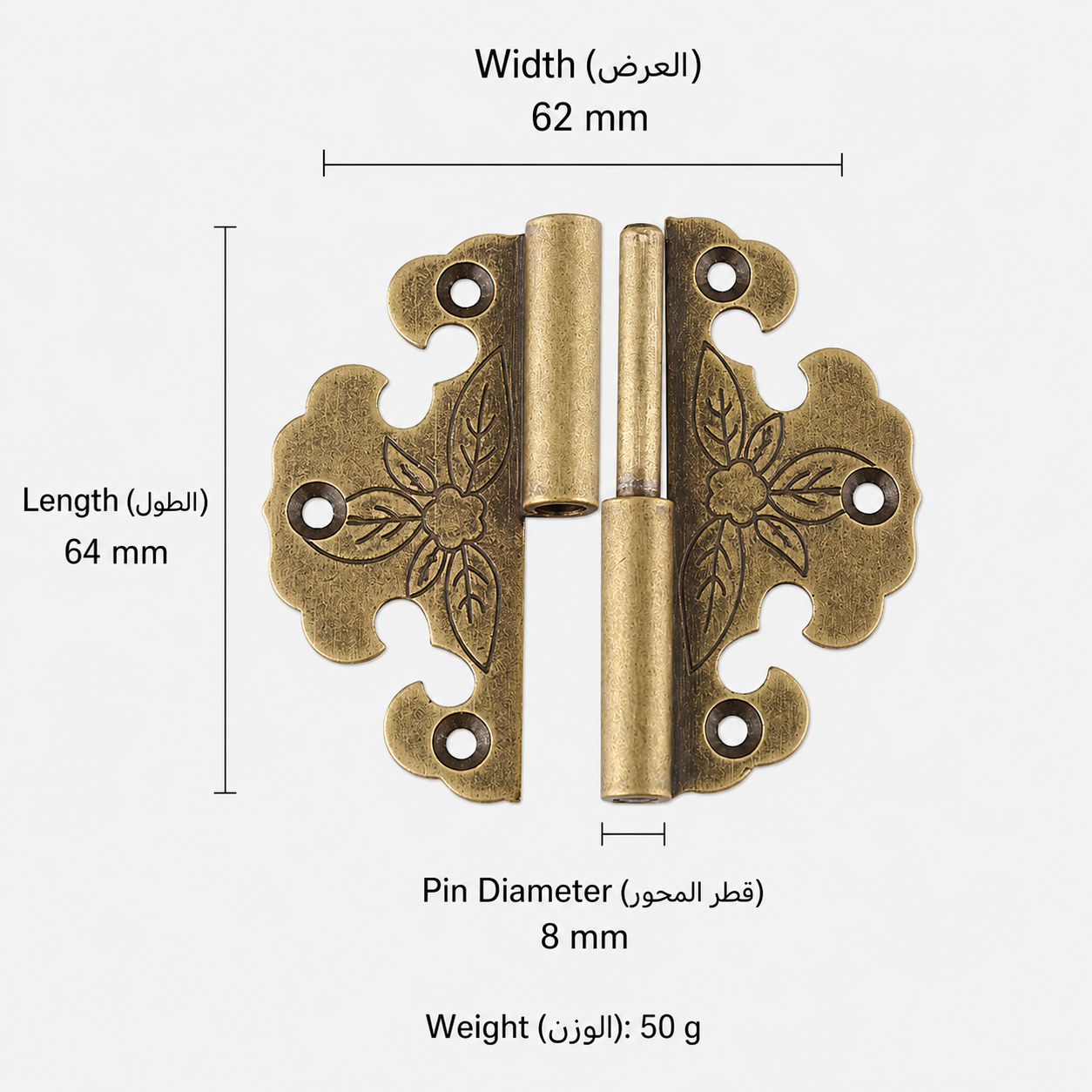 Bolts & Hinges T3512 in Solid brass for doors and furniture hardware, product number T3512, T3512 - Antique bronze Right side - 64mm
