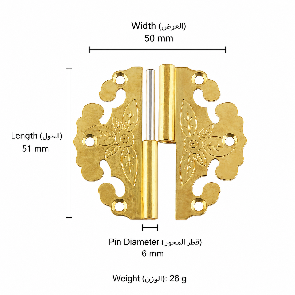 Bolts & Hinges T3512 in Solid brass for doors and furniture hardware, product number T3512, T3512 - Polished brass Left side - 51mm