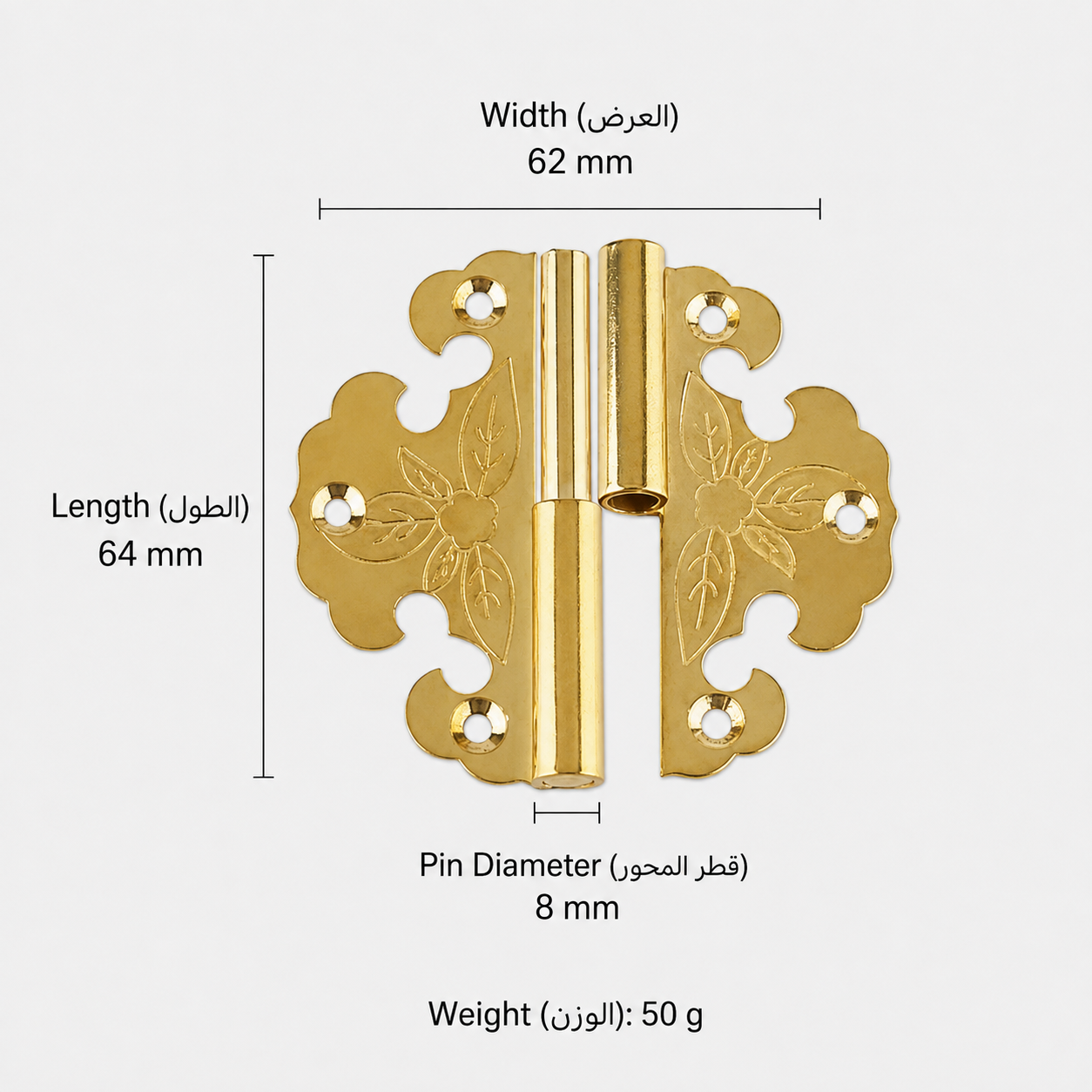 Bolts & Hinges T3512 in Solid brass for doors and furniture hardware, product number T3512, T3512 - Polished brass Left side - 64mm