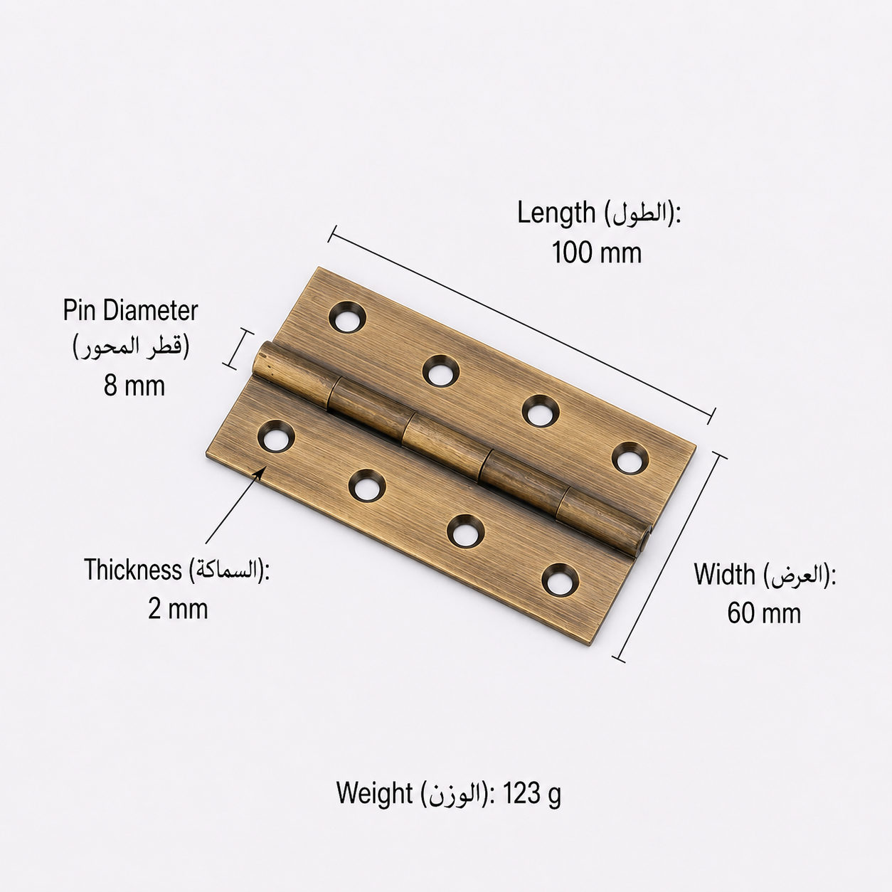 Bolts & Hinges T3602&T3606 in Solid brass for doors and furniture hardware, product number T3602&T3606, T3606 - Antique bronze - 100mm
