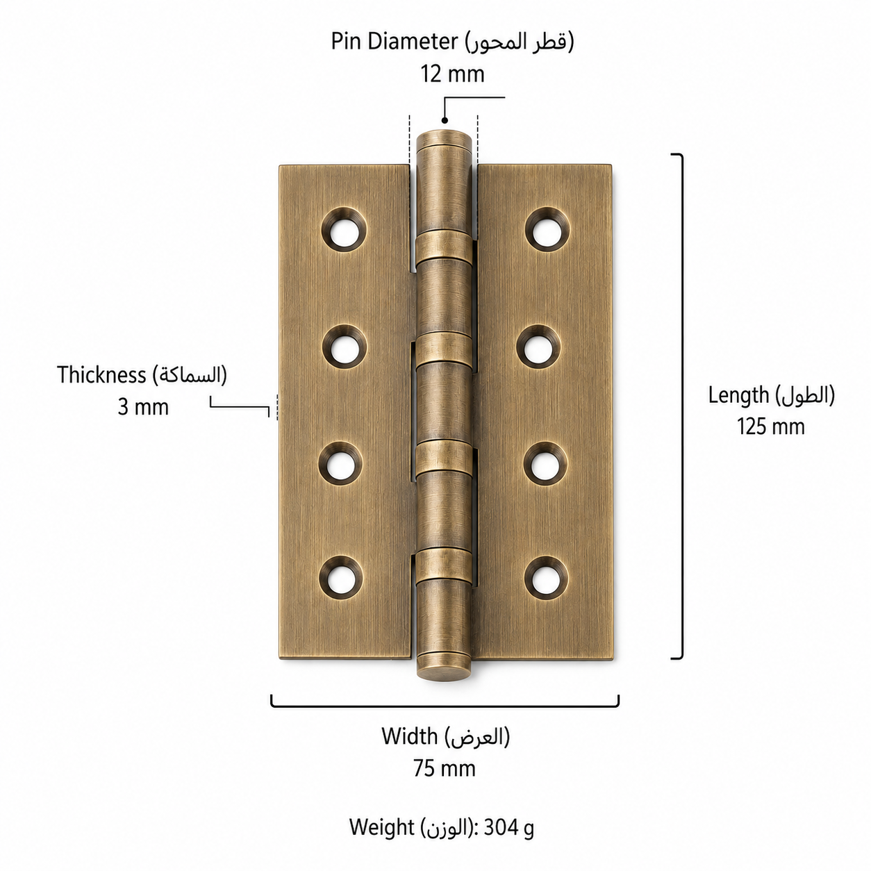 Bolts & Hinges T3608 in Solid brass for doors and furniture hardware, product number T3608, T3608 - Antique bronze - Length 152mmThickness 3mm