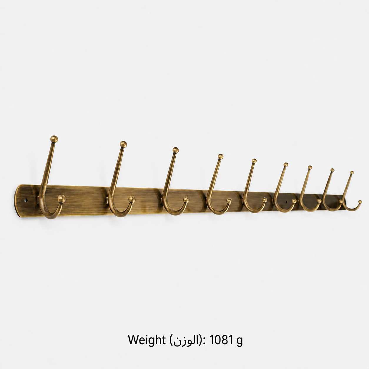 Hooks & Wall Mounts T1607 in Solid brass for wall-mounted storage and utility areas, product number T1607, T1607 - Nine - hook Antique bronze