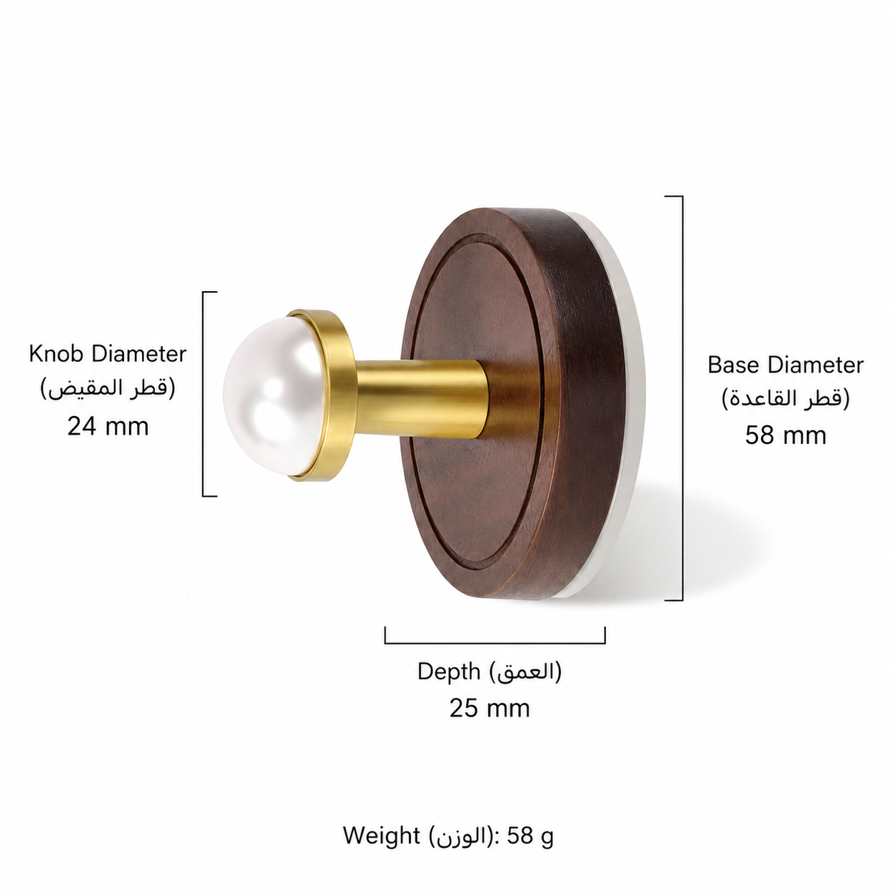 Hooks & Wall Mounts T1628 in Solid brass for wall-mounted storage and utility areas, product number T1628, T1628 - 24mm