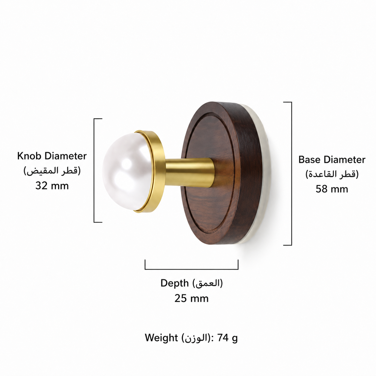 Hooks & Wall Mounts T1628 in Solid brass for wall-mounted storage and utility areas, product number T1628, T1628 - 32mm
