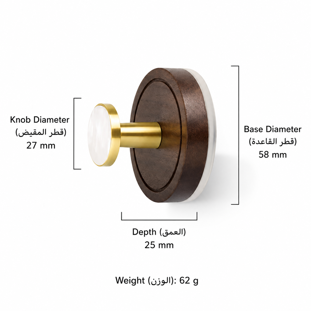 Hooks & Wall Mounts T1629 in Solid brass for wall-mounted storage and utility areas, product number T1629, T1629 - 27mm